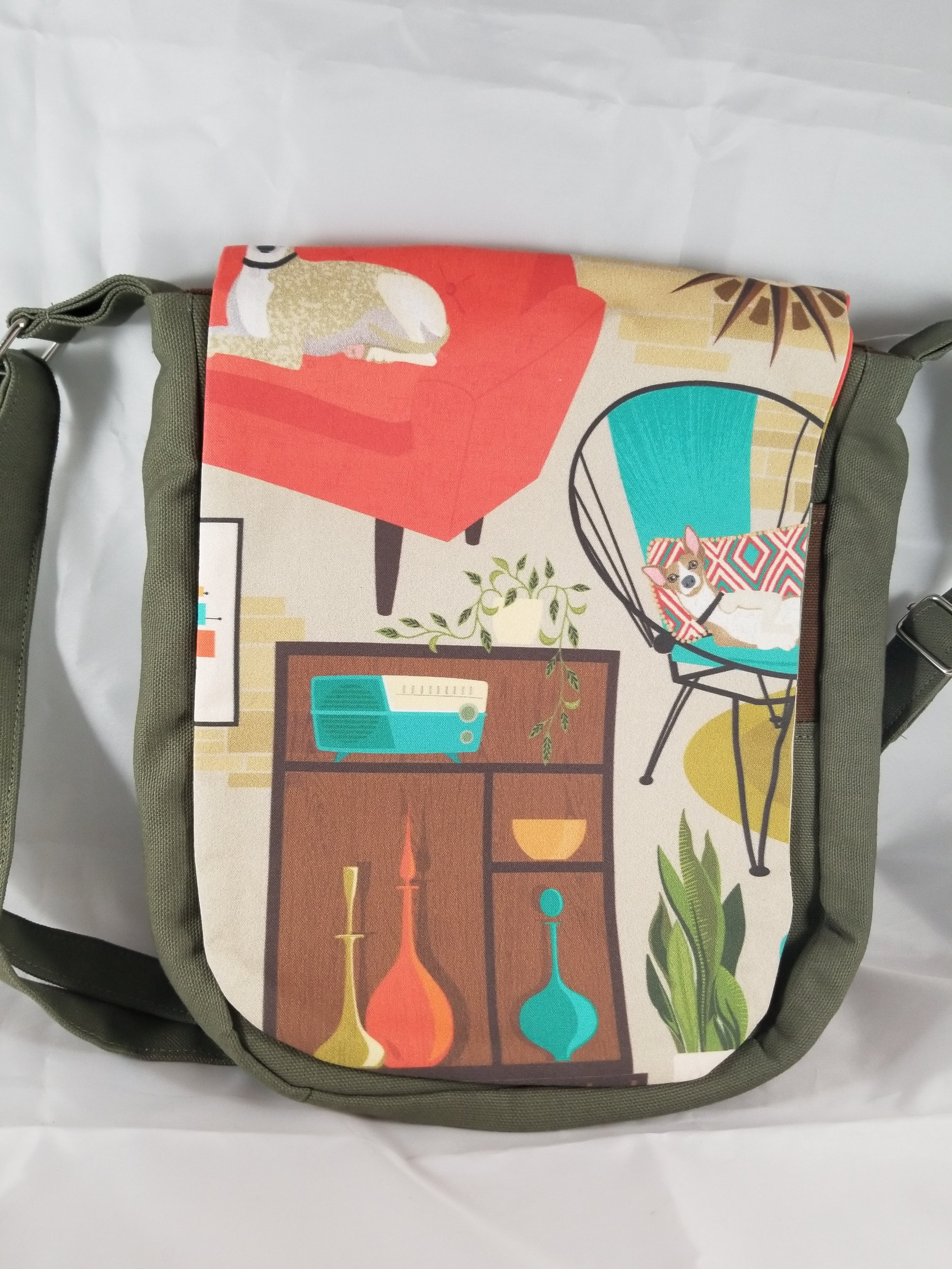 Tenacitee American Grown with Solomon Island Roots Flamingo Raw Edge Canvas Messenger Bag
